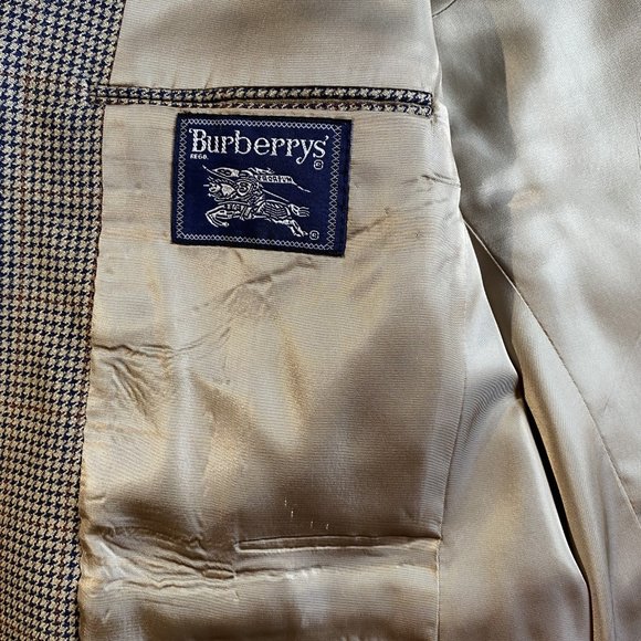 Vintage Burberry Suit Jacket Windowpane Wool 40R - Picture 3 of 6
